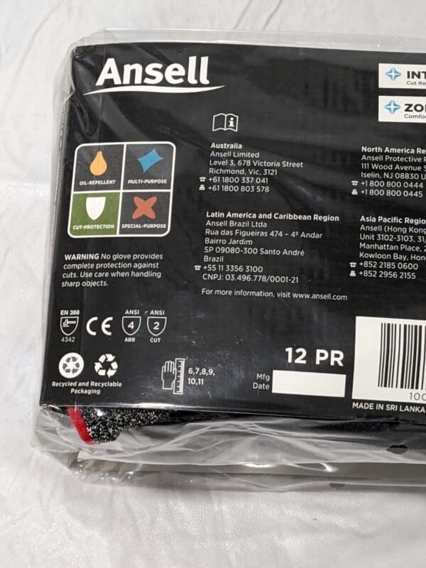 Ansell Glove ANSI Cut A2, Nitrile, Synthetic Sz S Qty 12 11-539-7