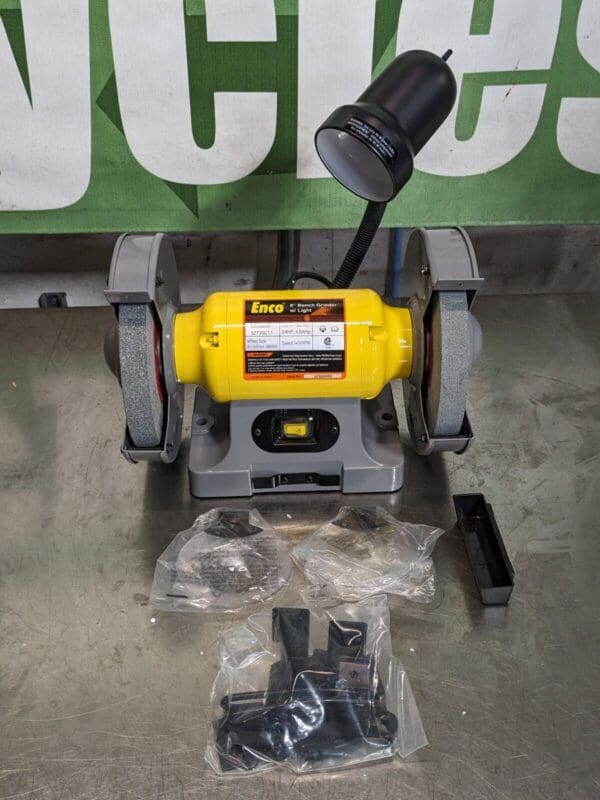 Enco Bench Grinder w/ Work Light 8" Wheel Diameter 3450 RPM Max 3/4 HP 120v