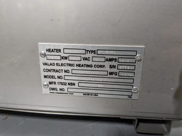 Valad Electric Heating Corp. Industrial Hot Plate 36" L. x 24" W. x 7" H. 220v