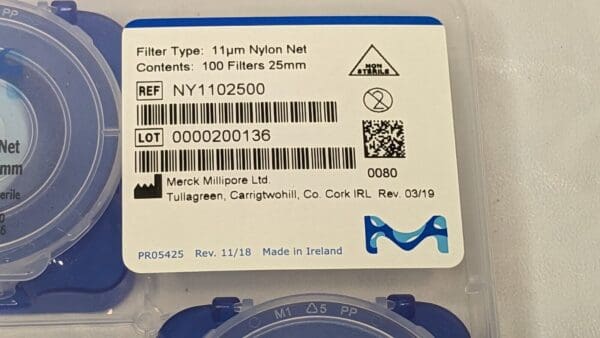 PACK OF 100 Millipore Nylon Net Filters Hydrophilicic 11 µm 25 mm Diam NY1102500