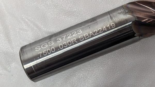 SGS Carbide Corner Radius End Mill TM Coated 3/4"X3/4"X1-5/8" LOCX4" 5FL 37223