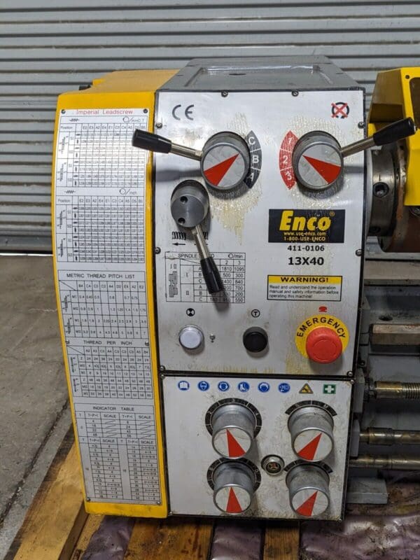 Enco 13 x 40 Geared Head Bench Lathe 65 to 1810 RPM 2 HP 220v 1 Phase 411-0106