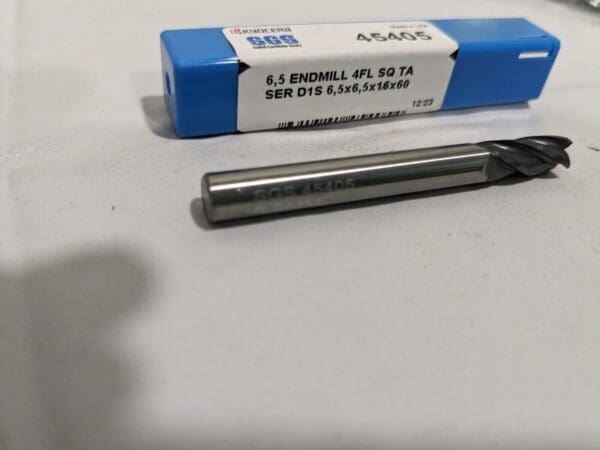 SGS Square End Mill: 6.5 mm Dia 4fl solid carbide 45405