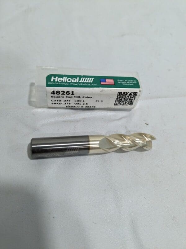 HELICAL SOLUTIONS Square End Mill: 3/8" Dia 3fl solid carbide 48261