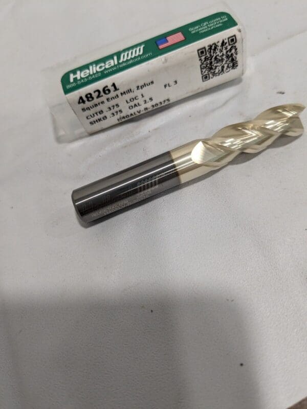 HELICAL SOLUTIONS Square End Mill: 3/8" Dia 3fl solid carbide 48261