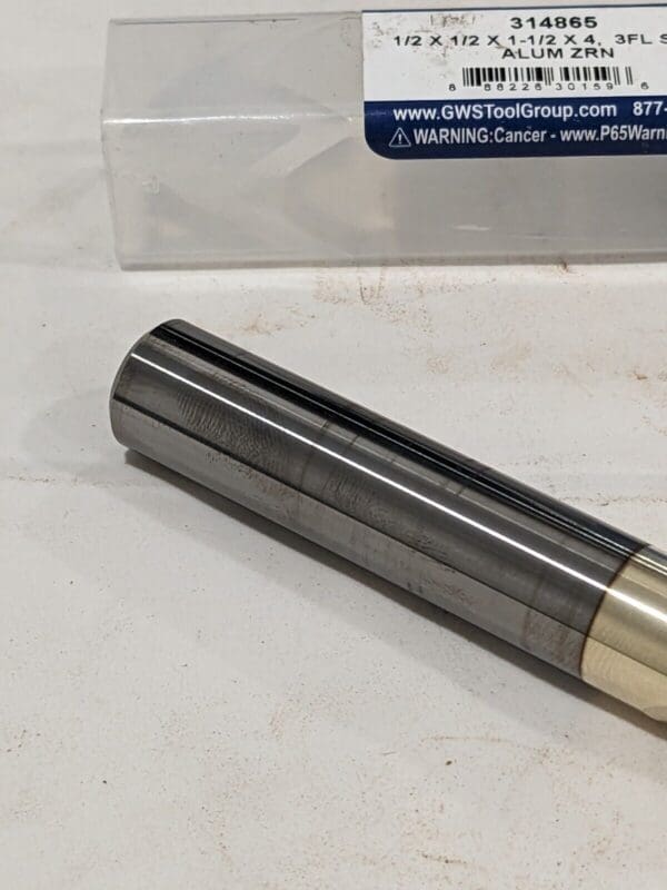 GWS Square End Mill: 1/2" Dia, 1-1/2" LOC, 3 FL 314865