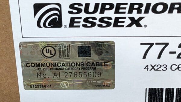 SUPERIOR ESSEX Copper Cable 4 Pair 23 AWG CaT6 CMP White 1000 FT 77-246-4B