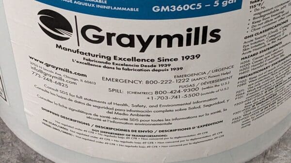 Graymills Super Aquatene 360 Parts Cleaning Fluid Concentrate 5 Gal Pail GM360C5