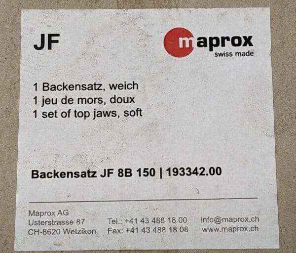 maprox 8 Piece Soft Top Jaw Set Type JF JF 8B 150 193342.00