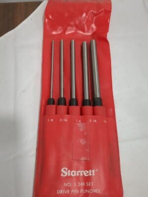 STARRETT Pin Punch Set: 5 Pc, 0.125 to 0.375" 51186