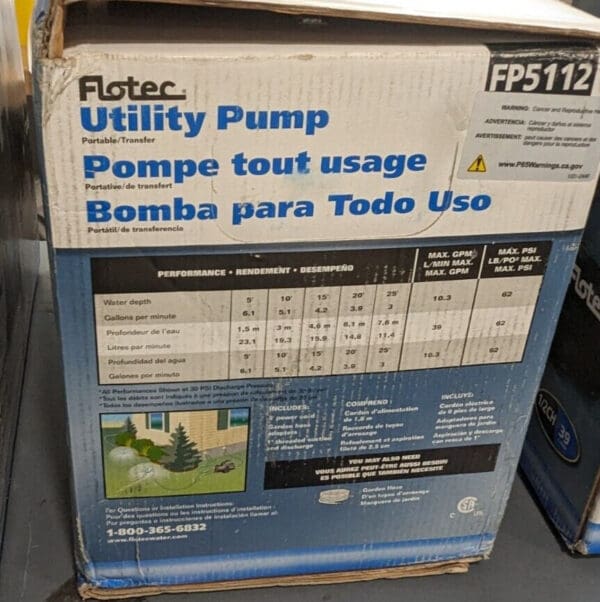 Flotec Portable Utility Transfer/Pressure Boost Pump 115V 7A 1/2HP FP5112-08