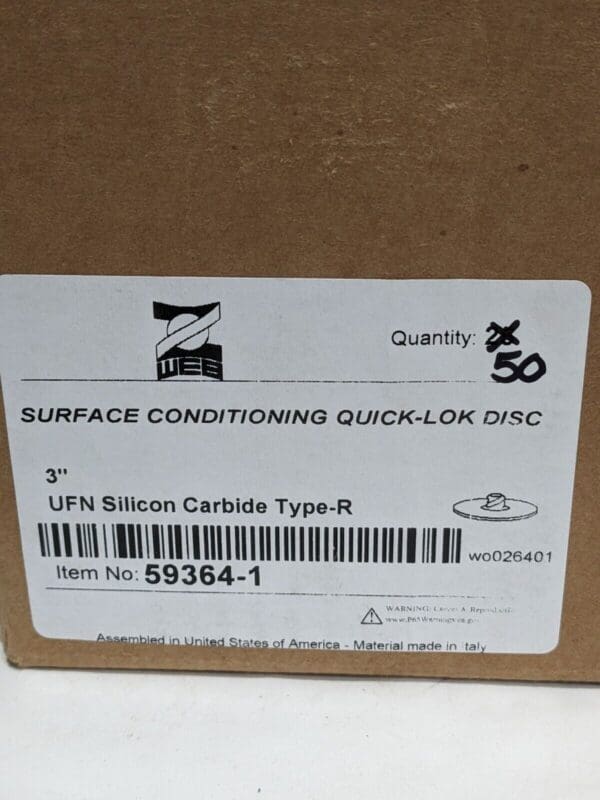 ARC Quick-Change Disc: Type R, 3" Dia, Silicon Carbide Qty 50 59364-1