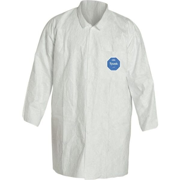 DUPONT 30pk Lab Coat: 1.20 oz Material, Size Large, Tyvek TY212SWHLG003000