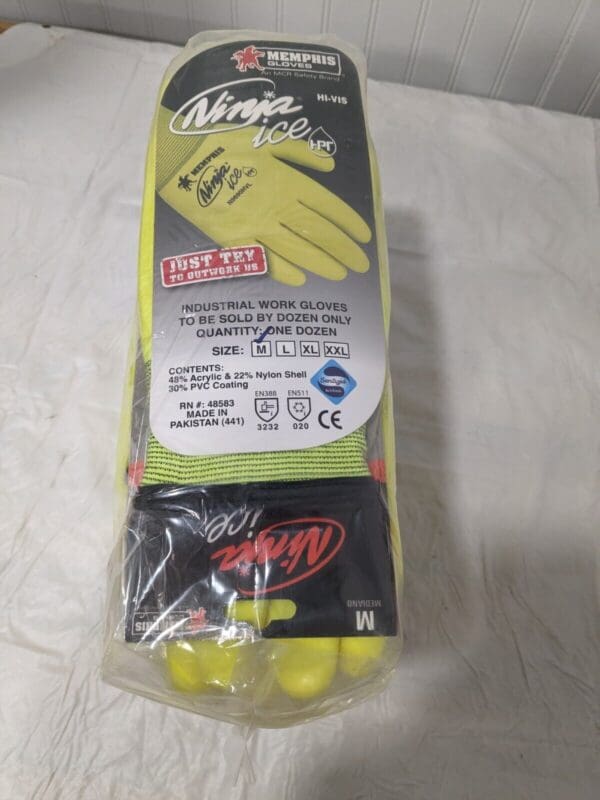 MCR Work Gloves: Ninja Ice, HPT-Coated Nylon Sz M Qty 12 Pairs N9690HVM