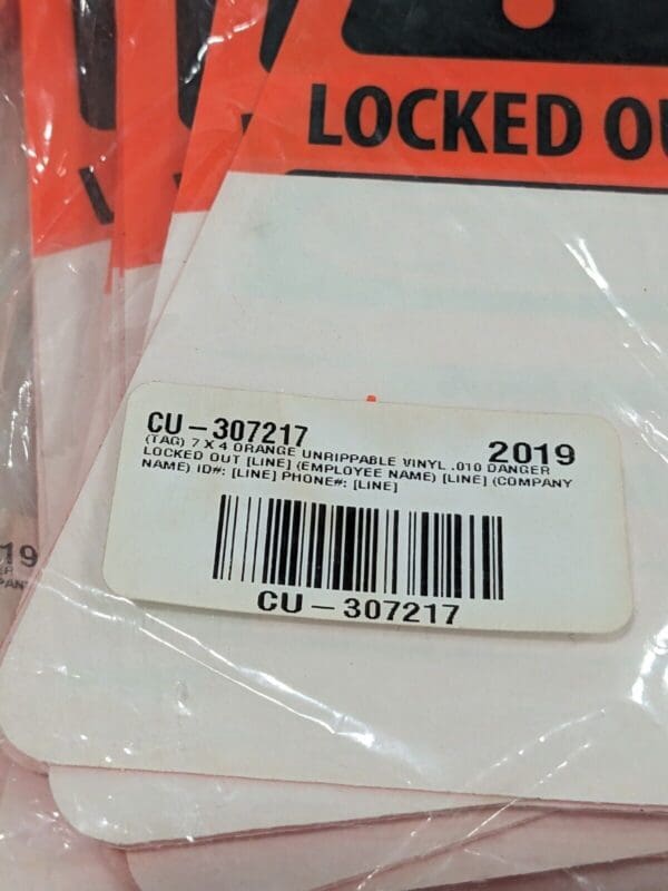 Lockout Tag: 7" H, 4" W, Unrippable Vinyl, "Danger" Qty 50 CU-307217