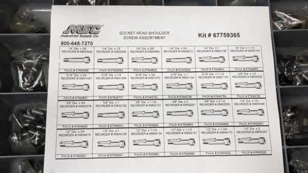 190 Piece Alloy Steel Socket Head Shoulder Screw Assortment Set 67759365