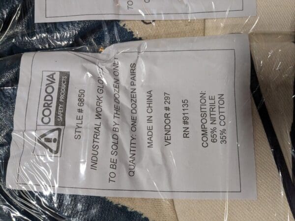 Cordova Smooth Supported Palm Coated Nitrile Gloves Sz 10 Qty 144 6850-10