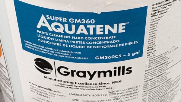 Graymills Super Aquatene 360 Parts Cleaning Fluid Concentrate 5 Gal Pail GM360C5