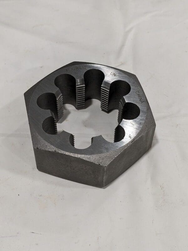 Hex Rethreading Die: 1-7/8-12, Right Hand, Carbon Steel 365-1566