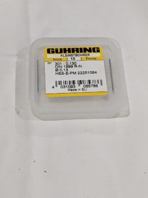 GUHRING Micro Drill Bit: 0.0051" Dia, 118 deg, Cobalt Qty 10 9003010001300