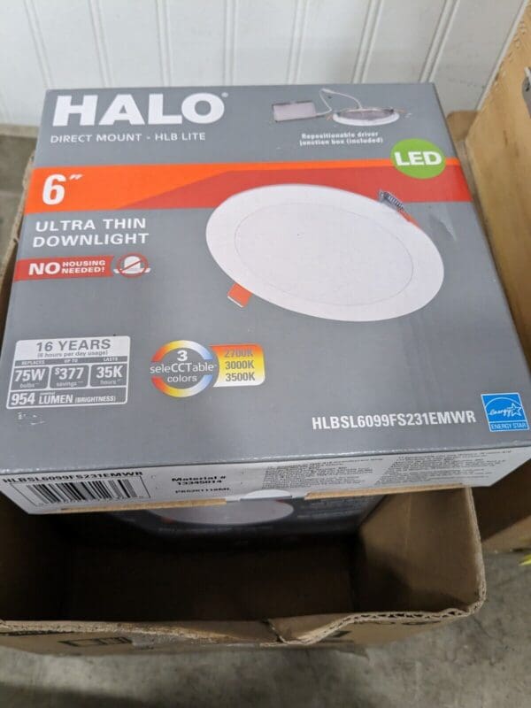 Halo 6" LED Ultra Thin Downlight Selectable Light Color Qty 4 HLBSL6099FS231EMWR