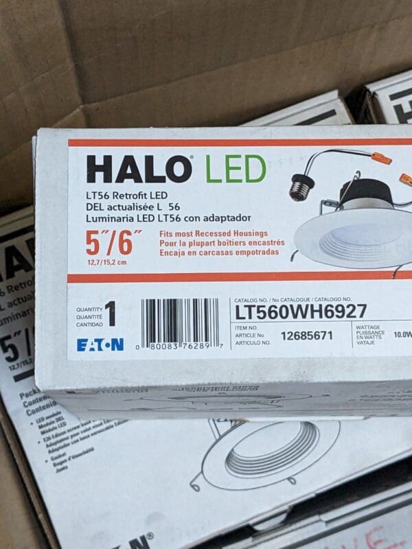 Halo LED Recessed Retrofit Baffle Trim 5"/6", 90CRI, 2700K Qty 12 LT560WH6927