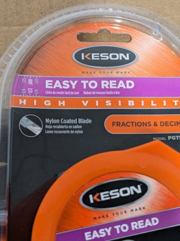 KESON Tape Measure: 16' Long, 1" Width, Yellow Blade Qty 6 PGTFD16V