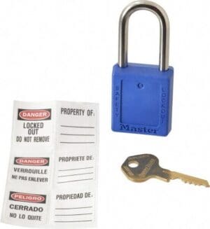 MASTERLOCK 5pk Lockout Padlock Keyed Different Thermoplastic Steel Shackle, Blu