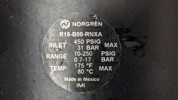 Norgren Compressed Air Regulator 1-1/2" NPT 450 Max PSI R18-B00-RNXA