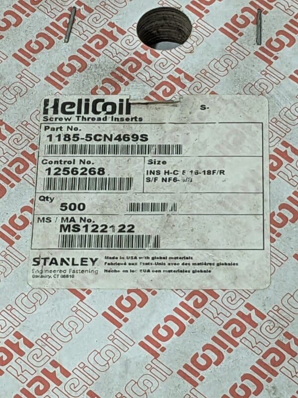 HELI-COIL Free-Running Insert: 5/16-18, 0.4690" OAL, Tanged 1185-5CN469S