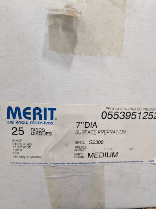 Merit 7" Blank A/O Medium Rapid Prep Hook & Loop Disc Qty 25 05539512524