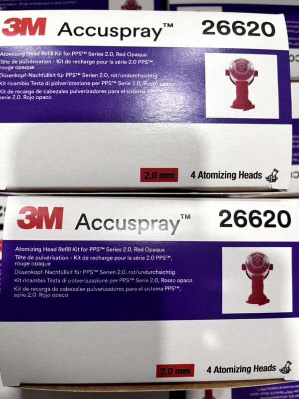 3M Accuspray PPS 2.0 Red Opaque Atomizing Head - 2.0 mm - 26620 8 piece