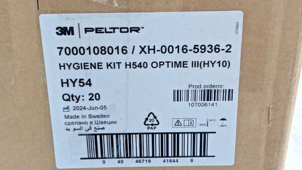 CASE OF 20 3M Peltor HY54 Hygiene Kit H540 Optime III (HY10) 7000108016