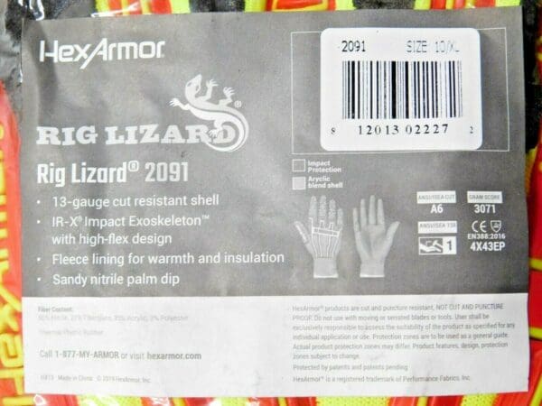 2 PAIRS RIG LIZARD Rig Lizard Thermal Cold Weather Impact Gloves Cut A6 XL 2091