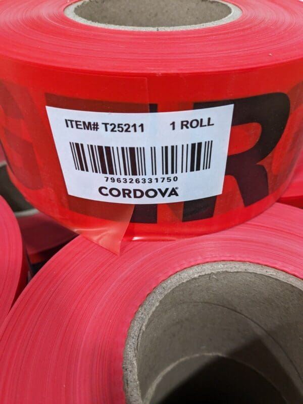 Cordova Barricade Tape, DANGER 2.5 mil, 12/Case T25211