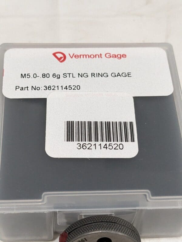 VERMONT GAGE Threaded Ring Gage: M5 x 0.80 Thread, 6G, No Go 362114520