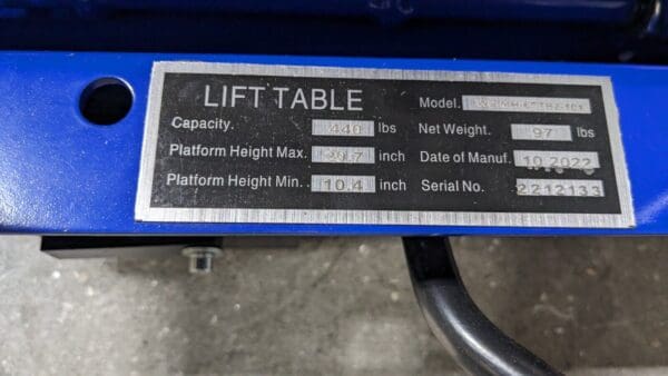 WorkSmart Hydraulic Scissor Lift Cart 440 lb. Capacity 27" x 17" Platform