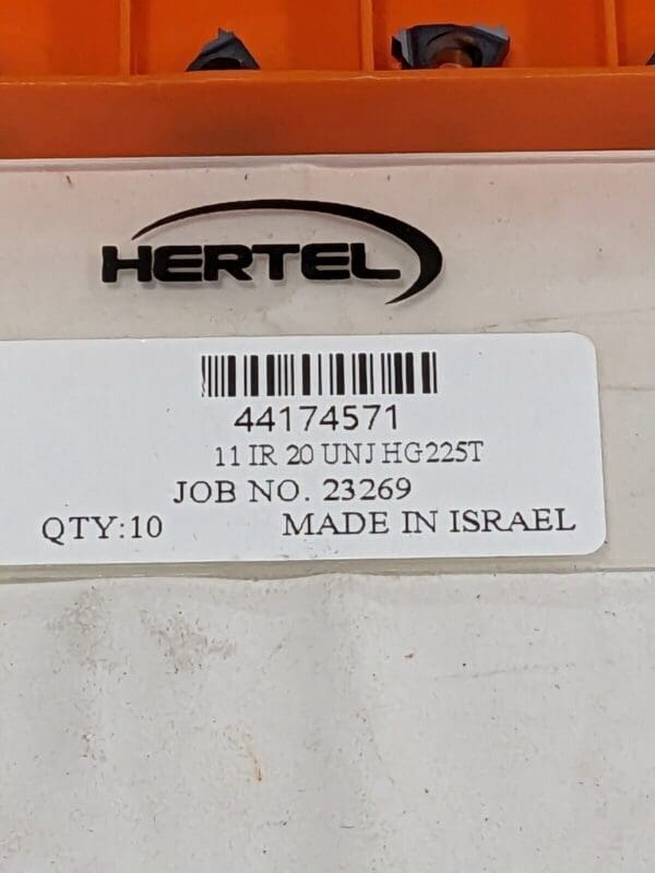 HERTEL Laydown Threading Insert: 11 IR 20 UNJ HG225TR Qty 10 44174571