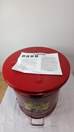 Justrite Red Galvanized Steel Disposal Can 14 Gallon Capacity 09500