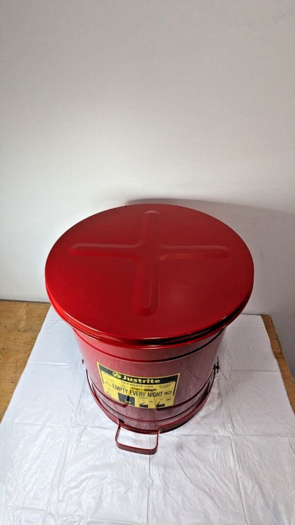 Justrite Red Galvanized Steel Disposal Can 14 Gallon Capacity 09500