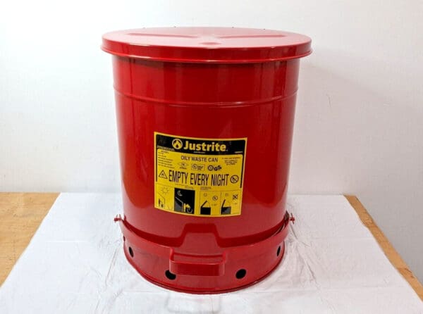 Justrite Red Galvanized Steel Disposal Can 14 Gallon Capacity 09500