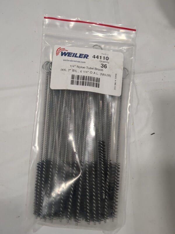 WEILER 36pk 2" Long x 1/4" Diam Nylon Tube Brush 44110