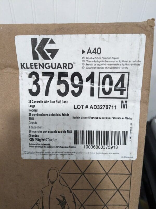 KLEENGUARD 25PK A40 Coveralls With Blue Breathable SMS Back Size L Hooded 37591