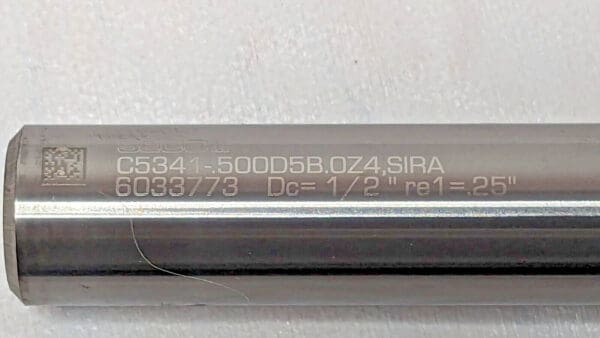 Seco Carbide Ball End Mill 1/2"D X 2"LOC 4FL C5341-.500D5B.0Z4 SIRA 10268536