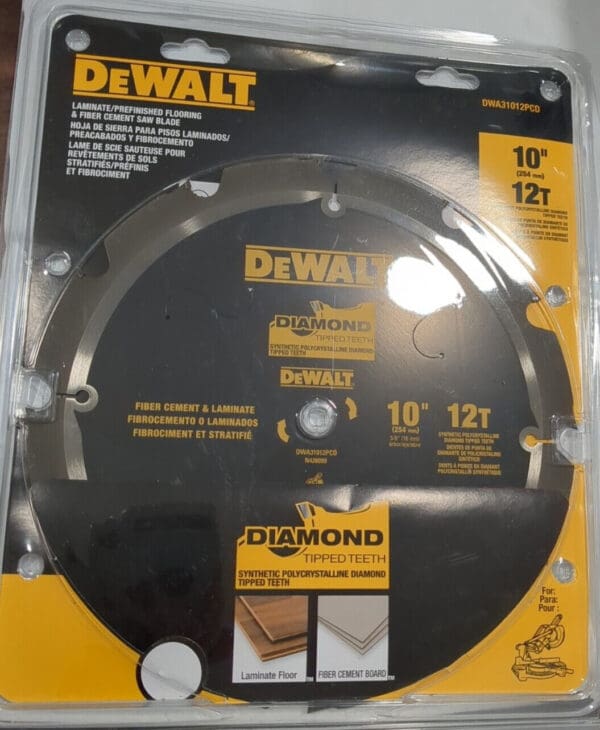 DEWALT Wet&Dry Cut Saw Blade 10" Dia 5/8" Arbor Hole 12 Teeth DWA31012PCD