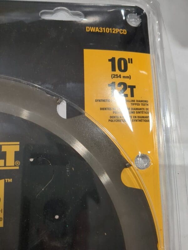 DEWALT Wet&Dry Cut Saw Blade 10" Dia 5/8" Arbor Hole 12 Teeth DWA31012PCD