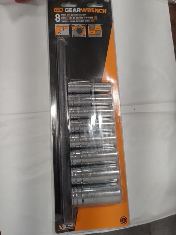 GEARWRENCH Deep Socket Set: 8 Pc, 1/2" Drive, 1/2 to 15/16" Socket 80705