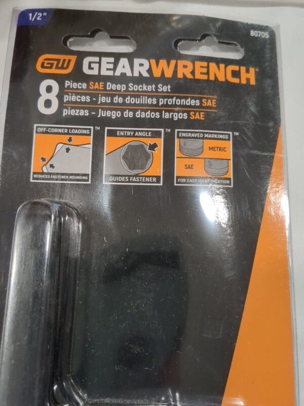 GEARWRENCH Deep Socket Set: 8 Pc, 1/2" Drive, 1/2 to 15/16" Socket 80705