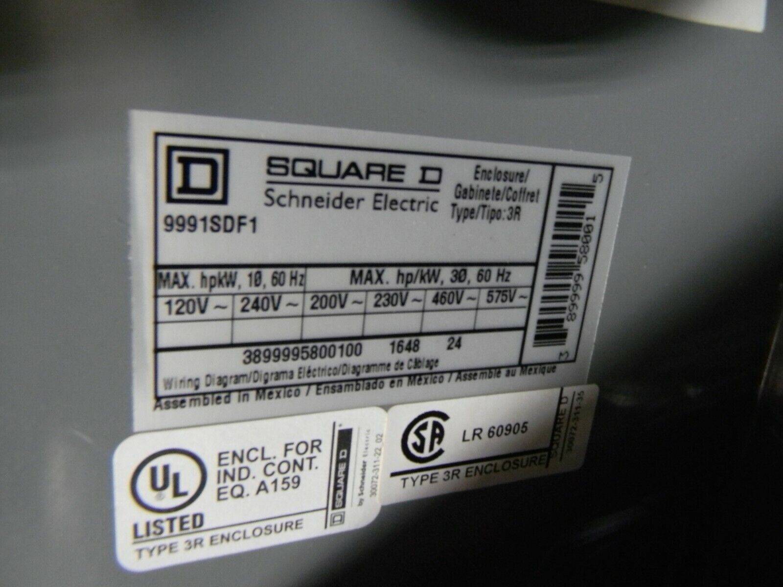 Sqaure D Contactor Pull Box Enclosure NEMA Size 2 9991SDF1