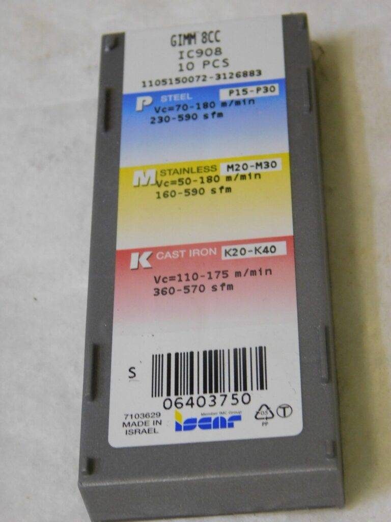 Iscar 8GIMM Grade IC908 8mm CW Carbide Grooving Insert QTY 10 6403750